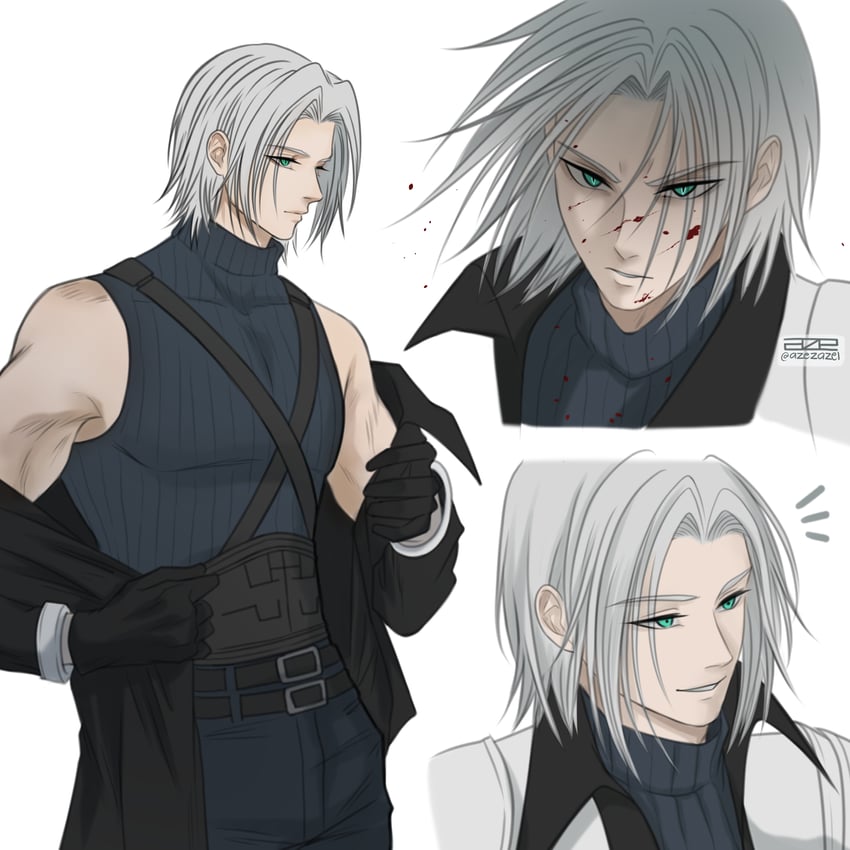 sephiroth (final fantasy and 2 more) drawn by azezazel