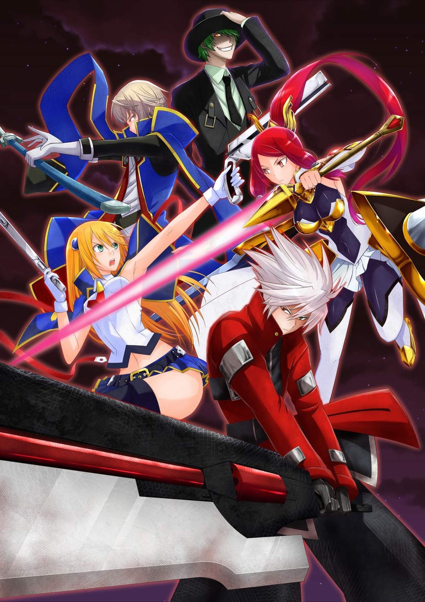 noel vermillion, ragna the bloodedge, jin kisaragi, hazama, and izayoi (blazblue and 1 more) drawn by toto._(nahanahasai)
