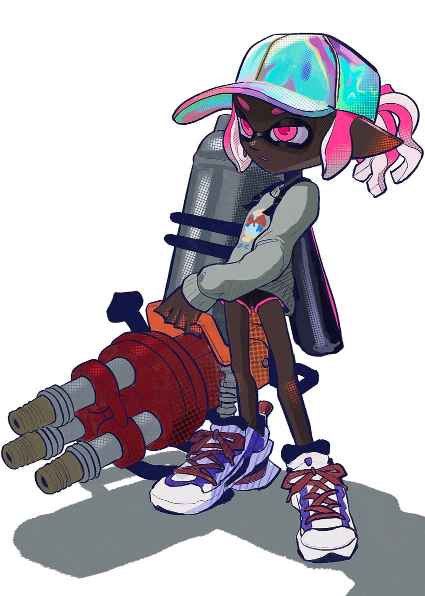 inkling player character and inkling girl (splatoon) drawn by hyper_chikuwabu