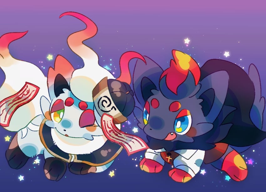 zorua and hisuian zorua (pokemon) drawn by satan_(zoroa553)