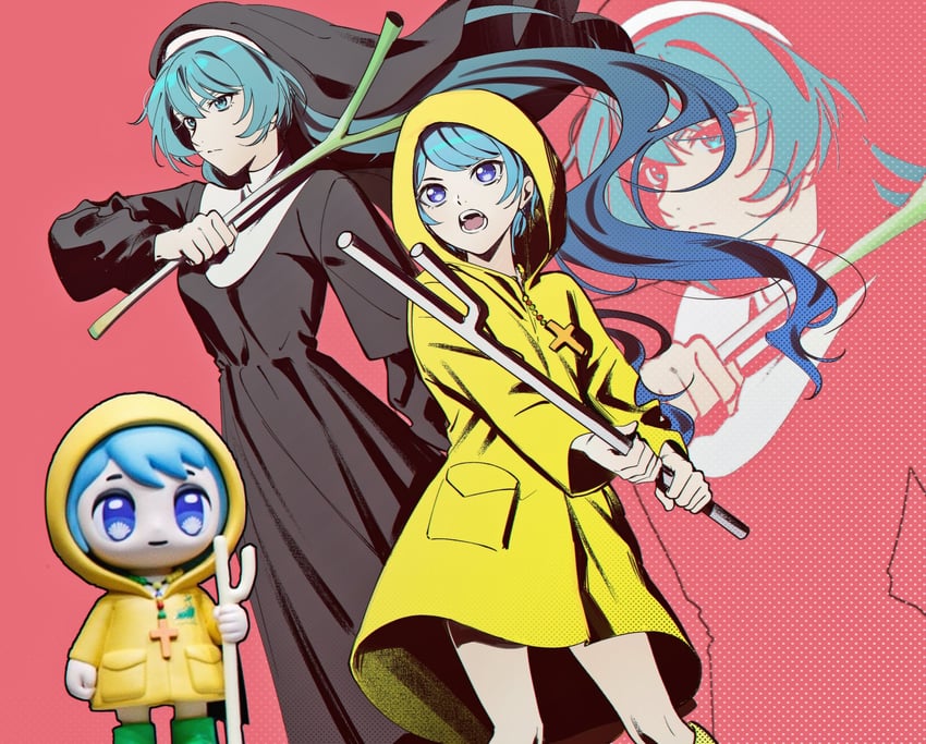 hatsune miku and luce (vocaloid and 1 more) drawn by mywaffuru