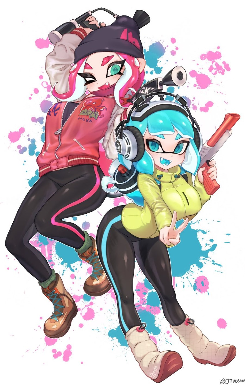 inkling, inkling girl, octoling, and octoling girl (splatoon and 1 more) drawn by jtveemo