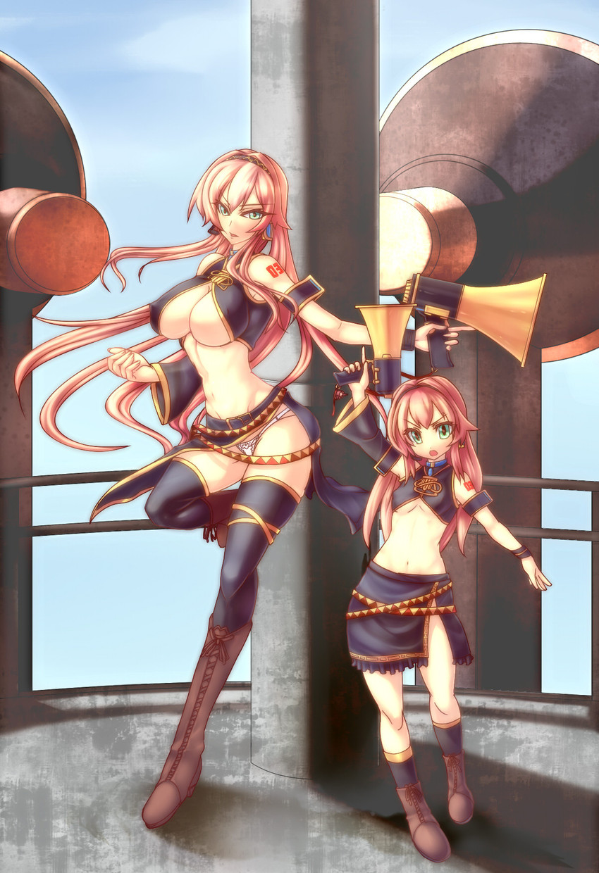 megurine luka (vocaloid and 1 more) drawn by sorono