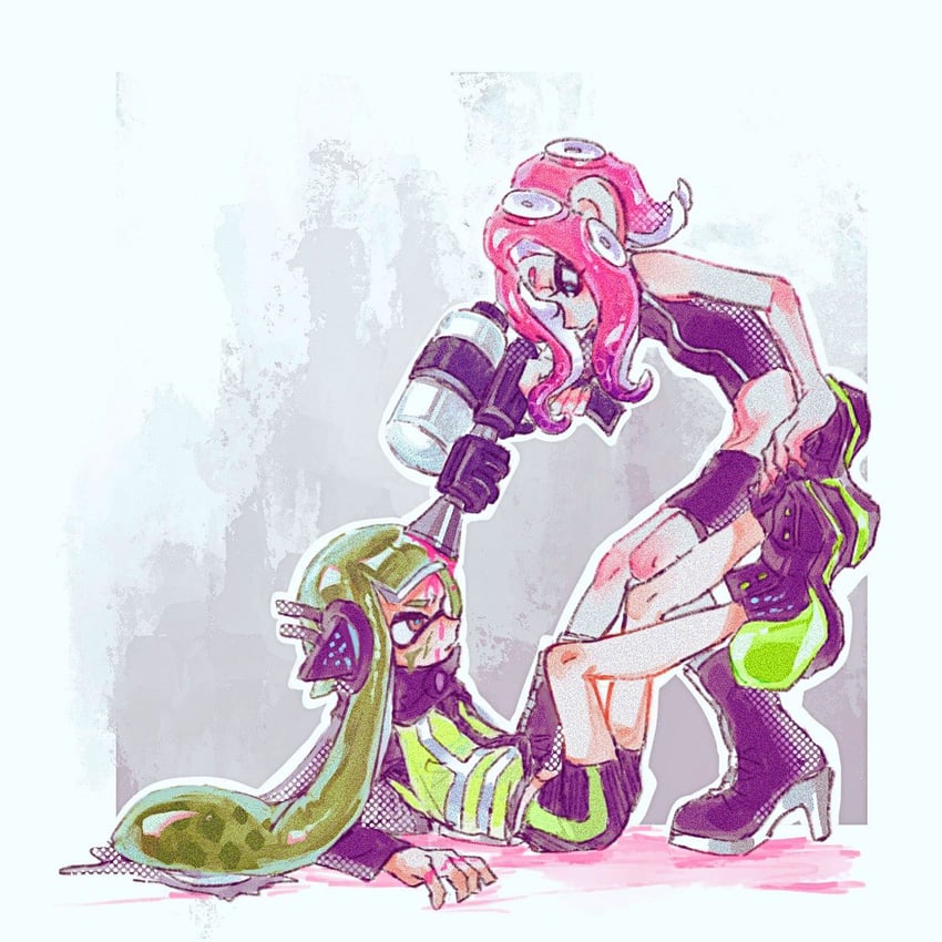 inkling player character, inkling girl, octoling player character, octoling girl, agent 8, and 1 more (splatoon and 2 more) drawn by gucandiyi52092