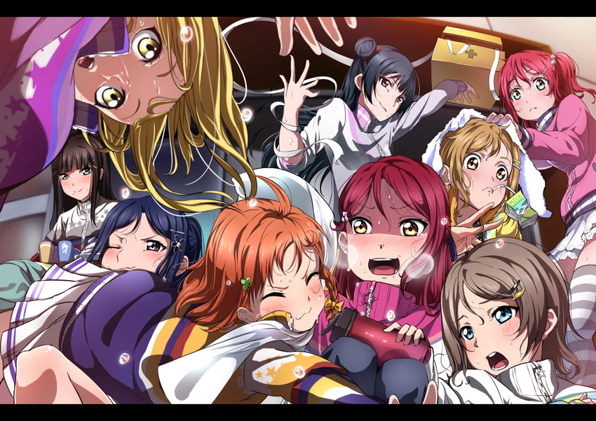 watanabe you, tsushima yoshiko, sakurauchi riko, takami chika, matsuura kanan, and 4 more (love live! and 1 more) drawn by yuuki_(nijiiro_palette)