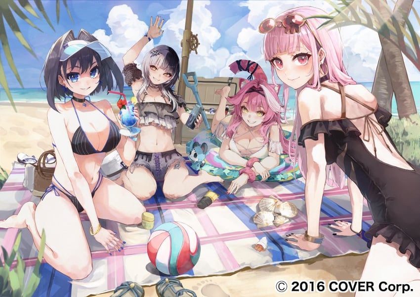 mori calliope, ouro kronii, shiori novella, raora panthera, and chattino (hololive and 1 more) drawn by nyucha