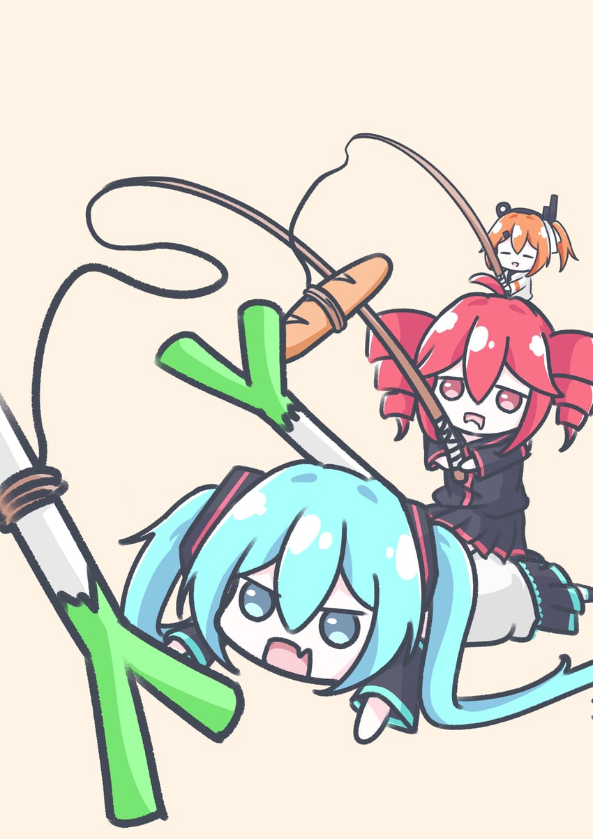 hatsune miku, kasane teto, and adachi rei (vocaloid and 2 more) drawn by cott_(cott_5)