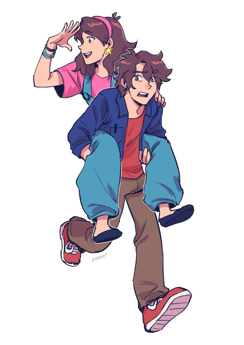 mabel pines and dipper pines (gravity falls) drawn by ken_nico