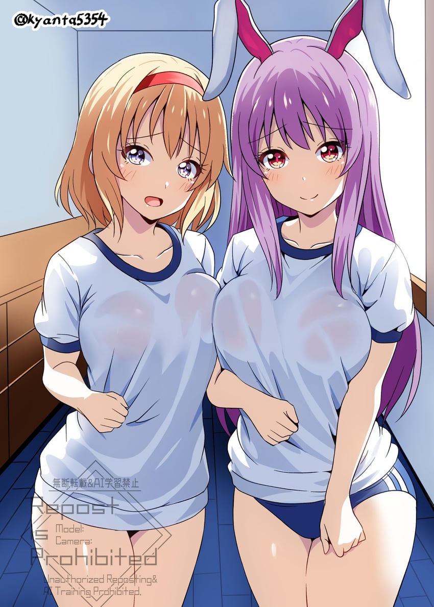 alice margatroid and reisen udongein inaba (touhou) drawn by kyanta5354