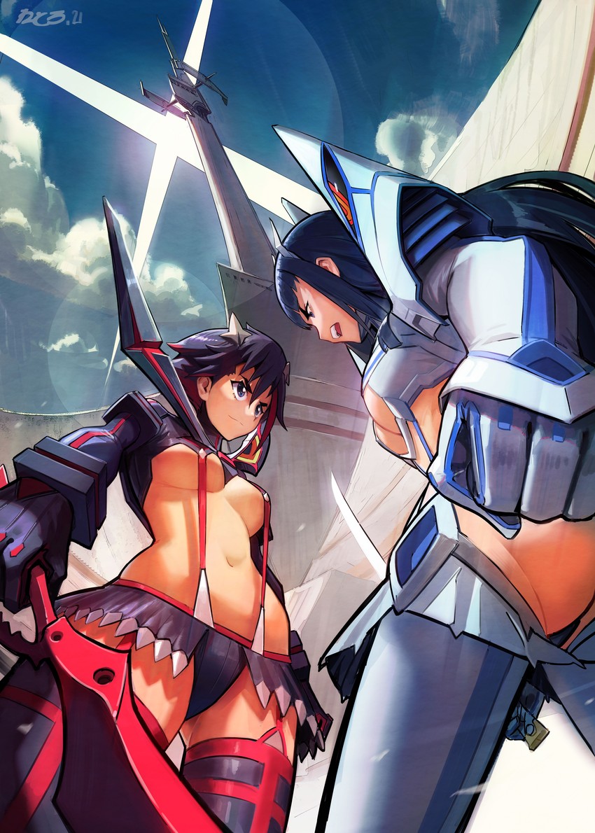 matoi ryuuko, senketsu, kiryuuin satsuki, and junketsu (kill la kill) drawn by letro