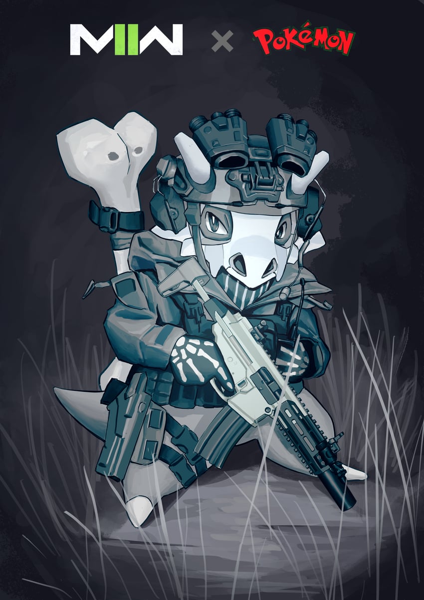 ghost and cubone (pokemon and 2 more) drawn by bin_jiang