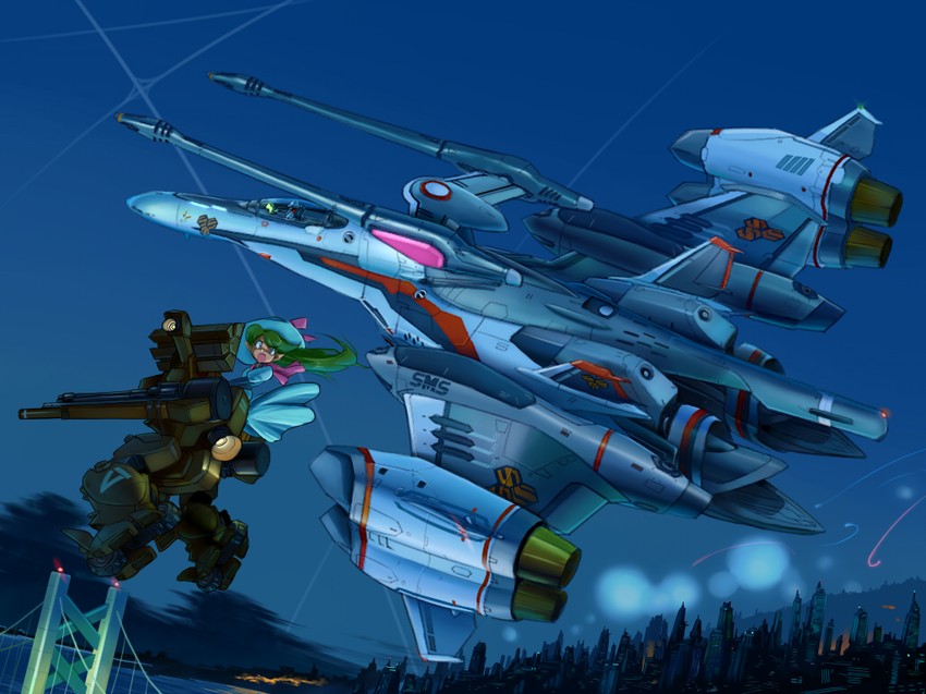 saotome alto, vf-25, vajra, inui's meltran, ex-gear, and 2 more (macross and 2 more) drawn by inui_(jt1116)