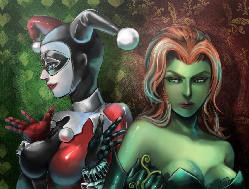 harley quinn and poison ivy (dc comics and 1 more) drawn by awa_suna