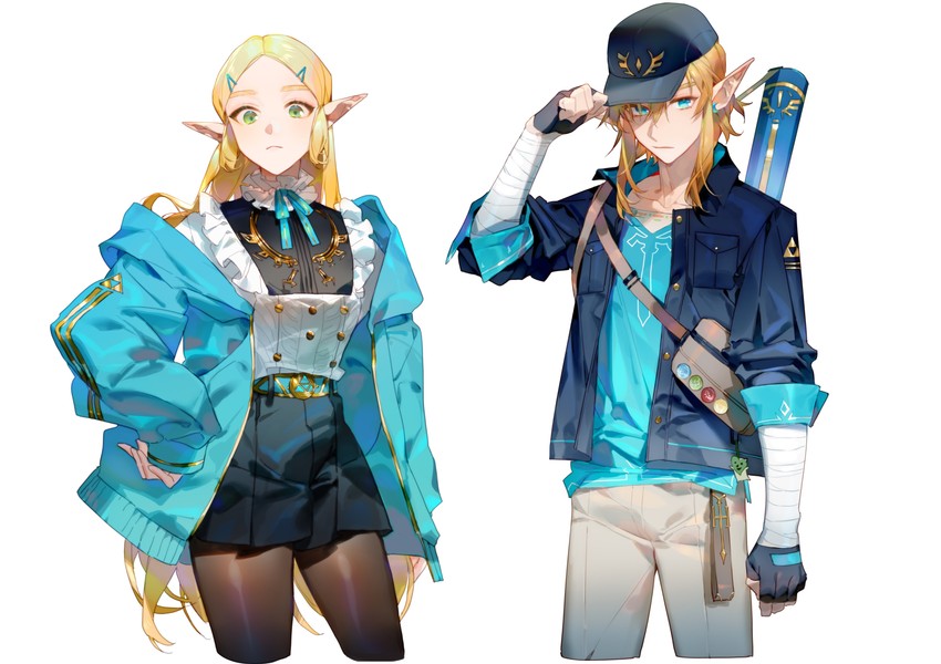 link, princess zelda, and korok (the legend of zelda and 1 more) drawn by tefco