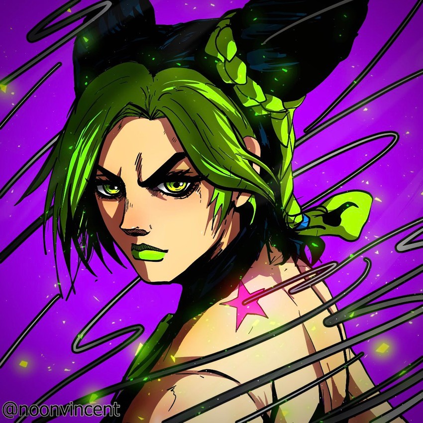 kujo jolyne (jojo no kimyou na bouken and 1 more) drawn by noonvincent