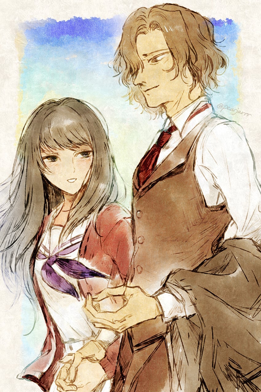 kuchiki touko and tokisaka reiji (kara no shoujo) drawn by pearjarrr