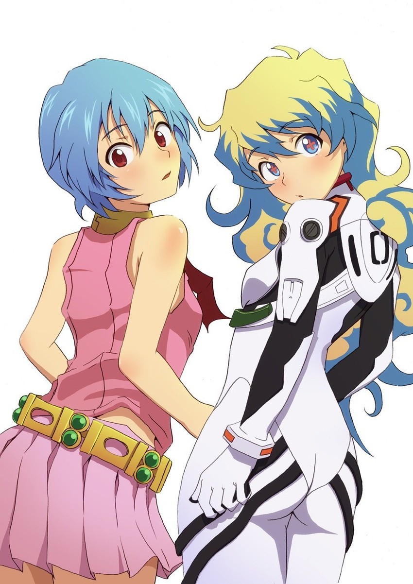 ayanami rei and nia teppelin (neon genesis evangelion and 1 more) drawn by murata_isshin