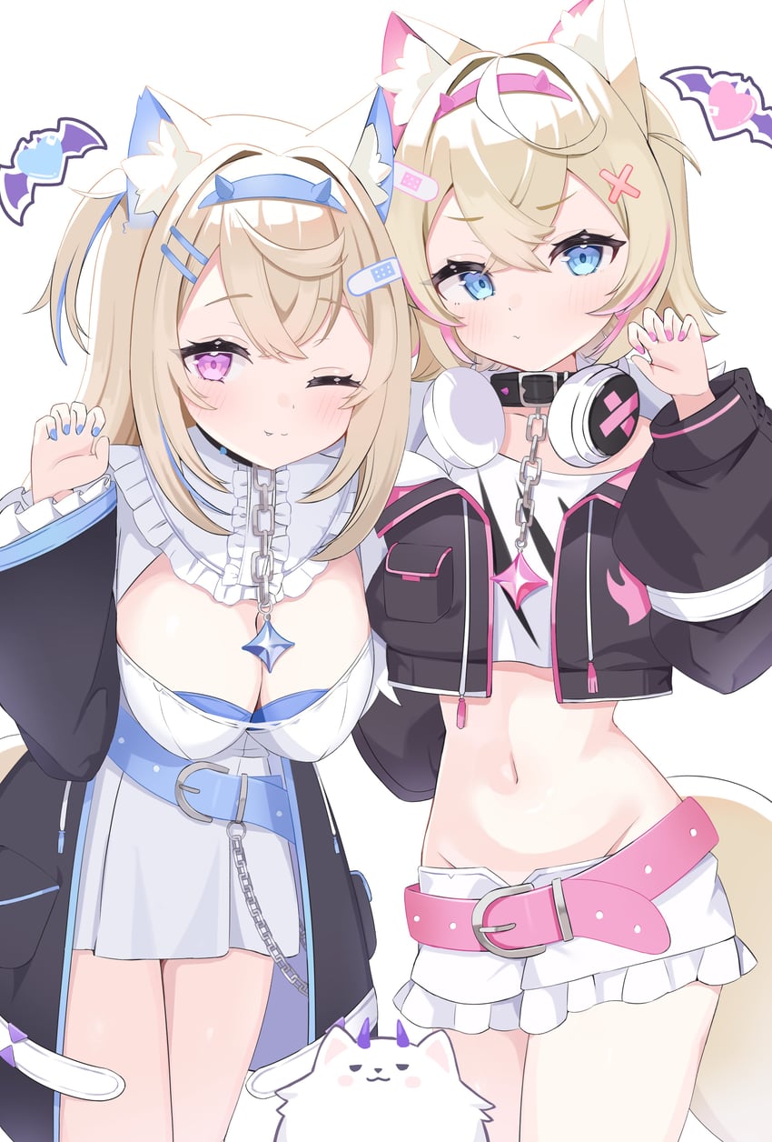 fuwawa abyssgard, mococo abyssgard, and perroccino (hololive and 1 more) drawn by ichipon1515