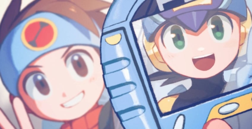 megaman.exe and lan hikari (mega man and 1 more) drawn by klenschheim