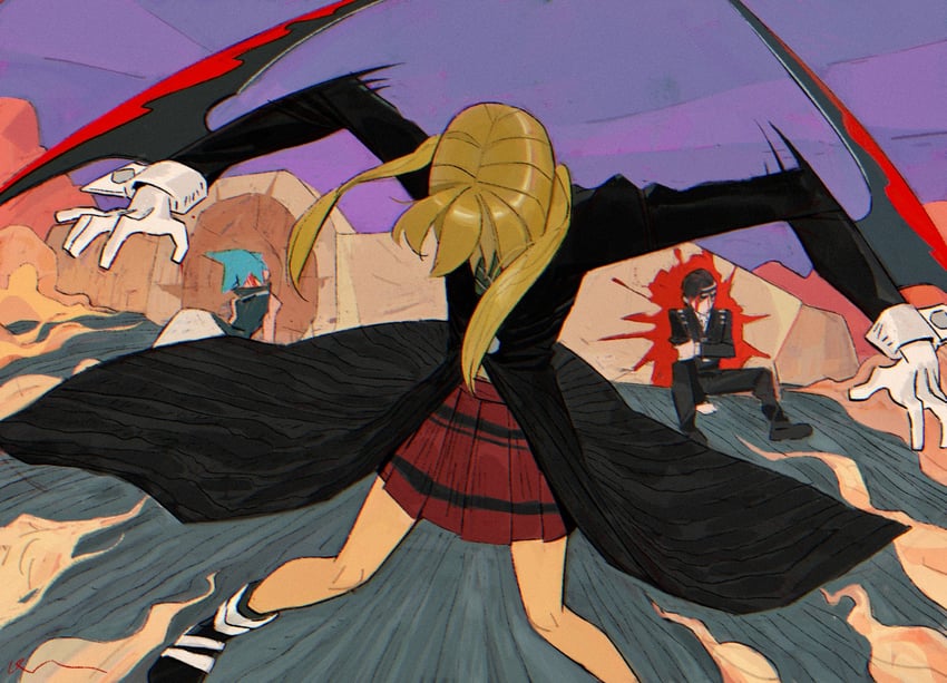 maka albarn, death the kid, and black star (soul eater) drawn by dingnin98201637