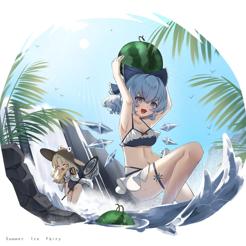 cirno and moriya suwako (touhou) drawn by no_noru
