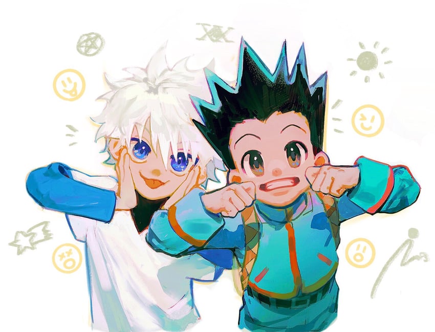 killua zoldyck and gon freecss (hunter x hunter) drawn by arcobale_6