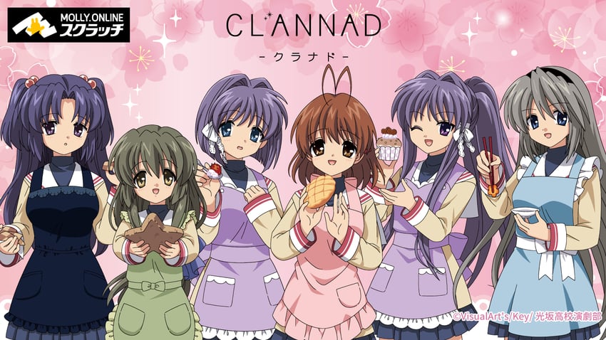 furukawa nagisa, fujibayashi kyou, ibuki fuuko, sakagami tomoyo, ichinose kotomi, and 1 more (clannad)