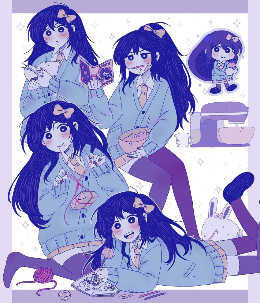 aubrey, mari, and forest bunny (omori) drawn by aubergieine