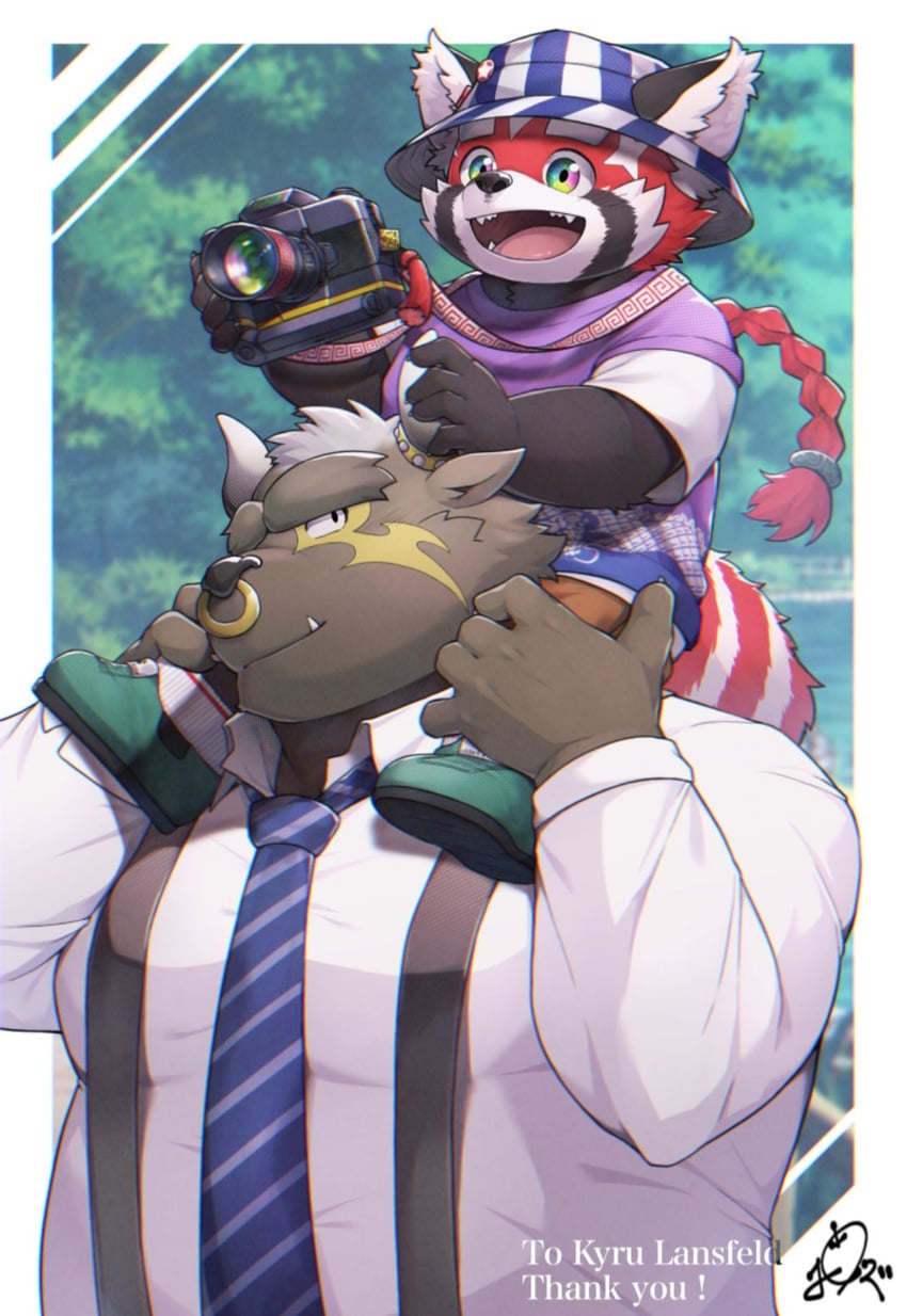 zhurong and asterius (tokyo afterschool summoners) drawn by ponzu_tas
