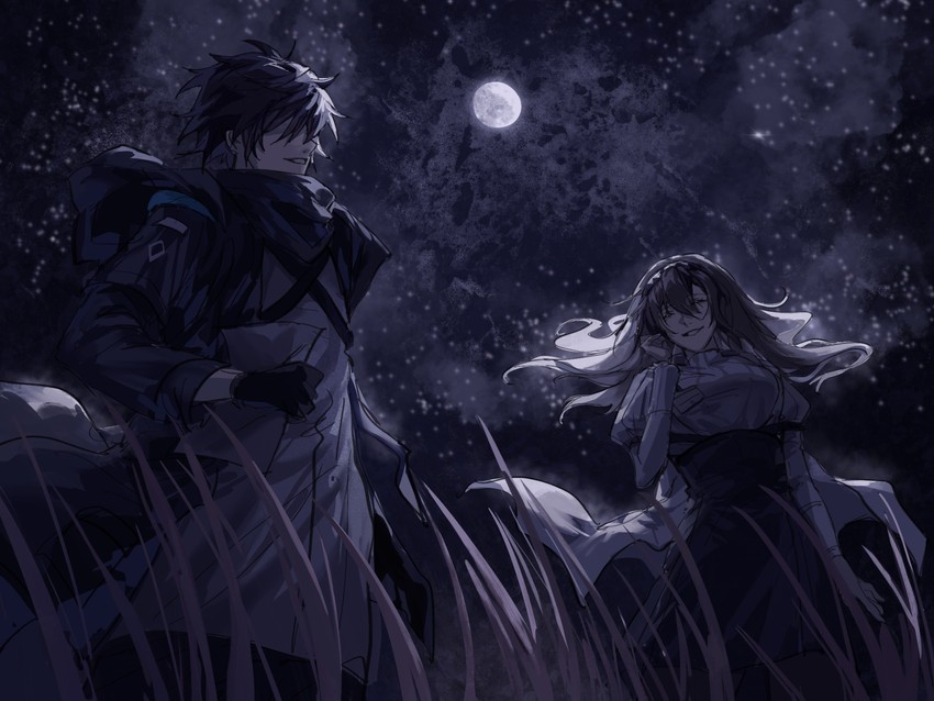 doctor, male doctor, and priestess (arknights) drawn by hkeno