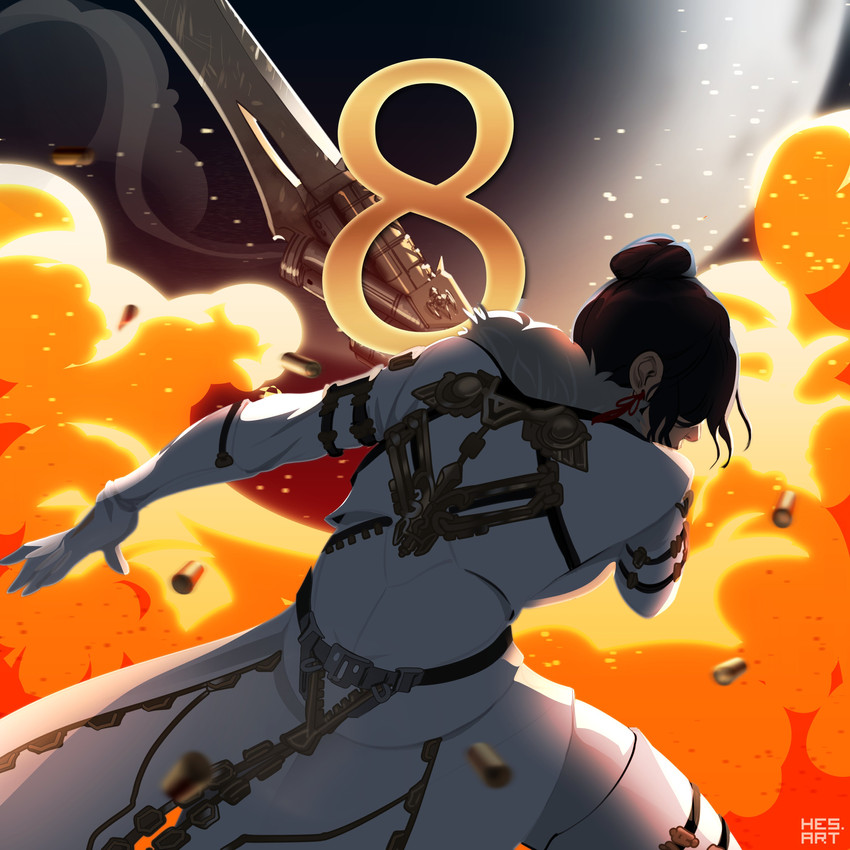 warrior of light and gunbreaker (final fantasy and 1 more) drawn by hesart
