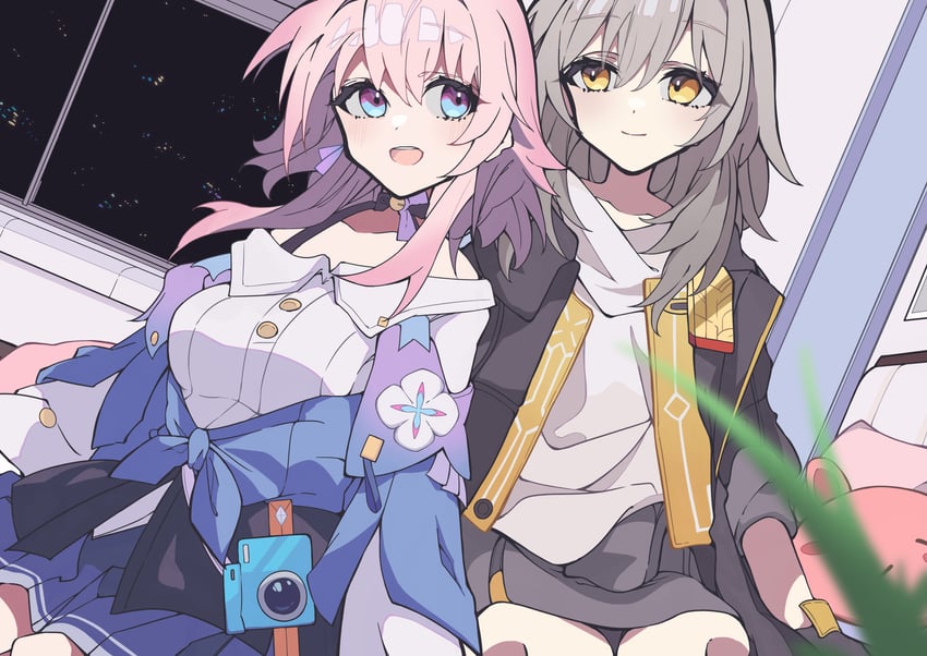 trailblazer, stelle, and march 7th (honkai and 1 more) drawn by saizukiconoha