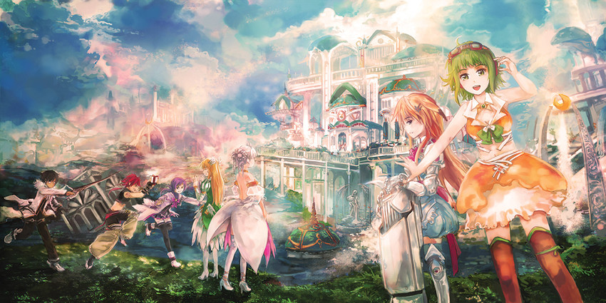 gumi, eve, aisha landar, rena erindel, elsword, and 8 more (vocaloid and 1 more) drawn by tsunoh