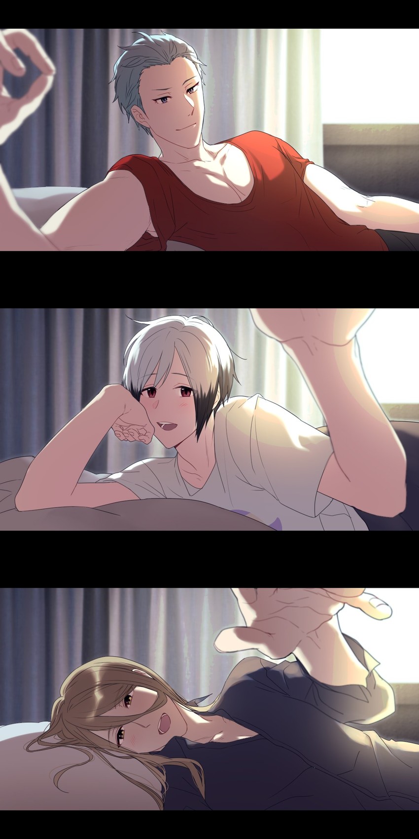 kitamura sora, kuzunoha amehiko, and koron chris (idolmaster and 1 more) drawn by meron
