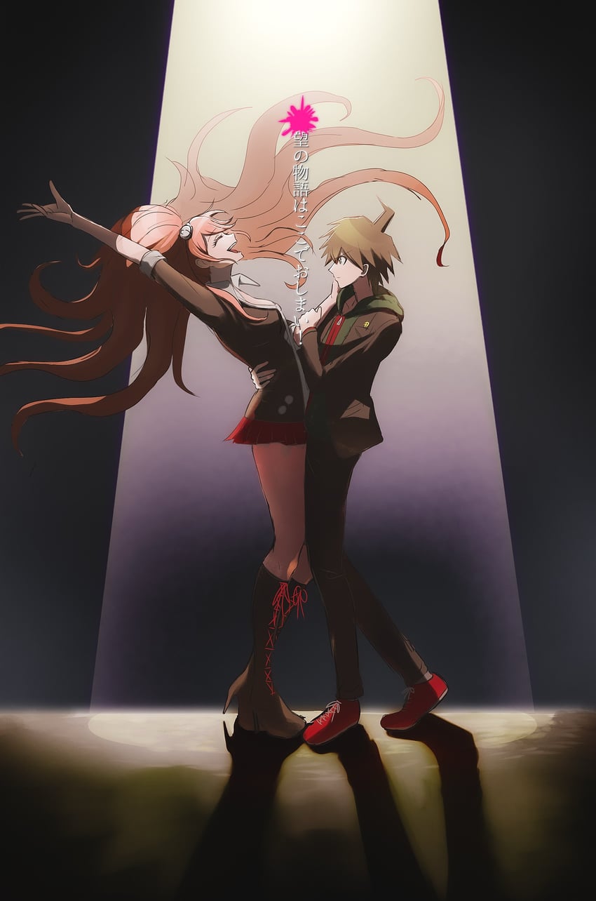 enoshima junko and naegi makoto (danganronpa and 1 more) drawn by enju1938