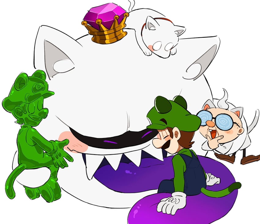 luigi, king boo, polterpup, gooigi, and professor elvin gadd (mario and 2 more) drawn by mimimi_(mimimim9999)