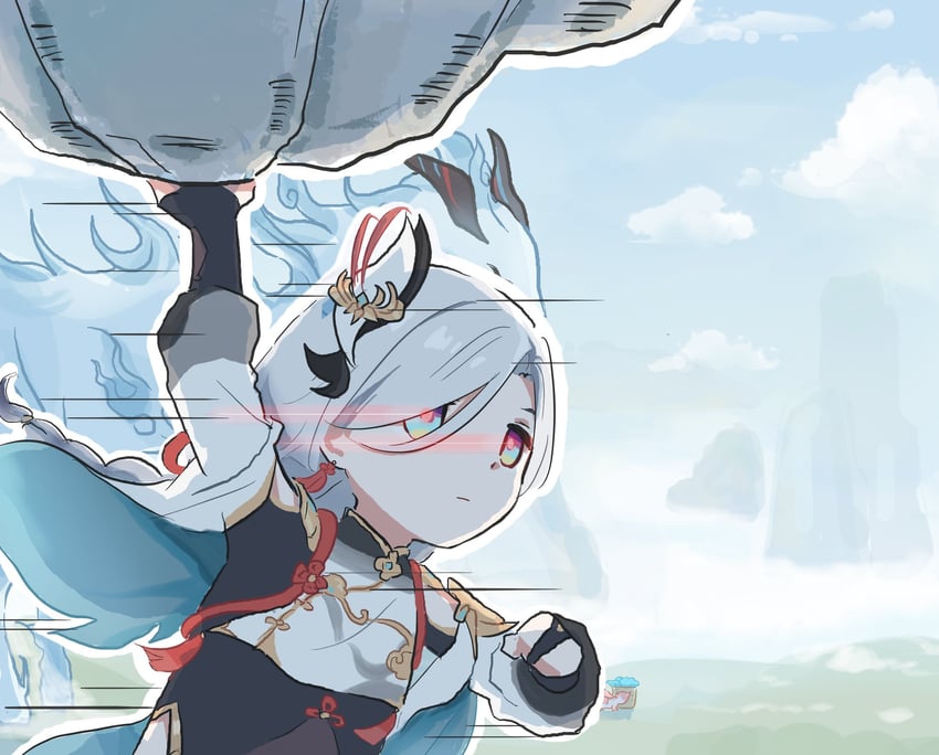 ganyu, yae miko, and shenhe (genshin impact) drawn by xinzoruo