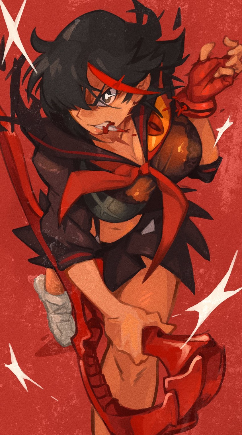 matoi ryuuko and senketsu (kill la kill) drawn by khyle.