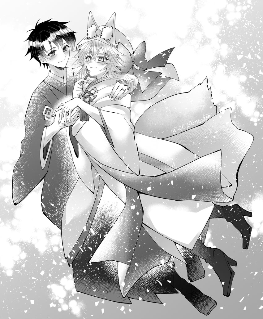 fujimaru ritsuka, tamamo, and koyanskaya (fate and 1 more) drawn by mejiro_pistachio