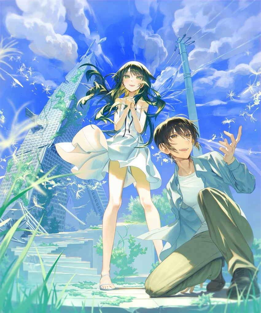 saya and sakisaka fuminori (saya no uta) drawn by ppru