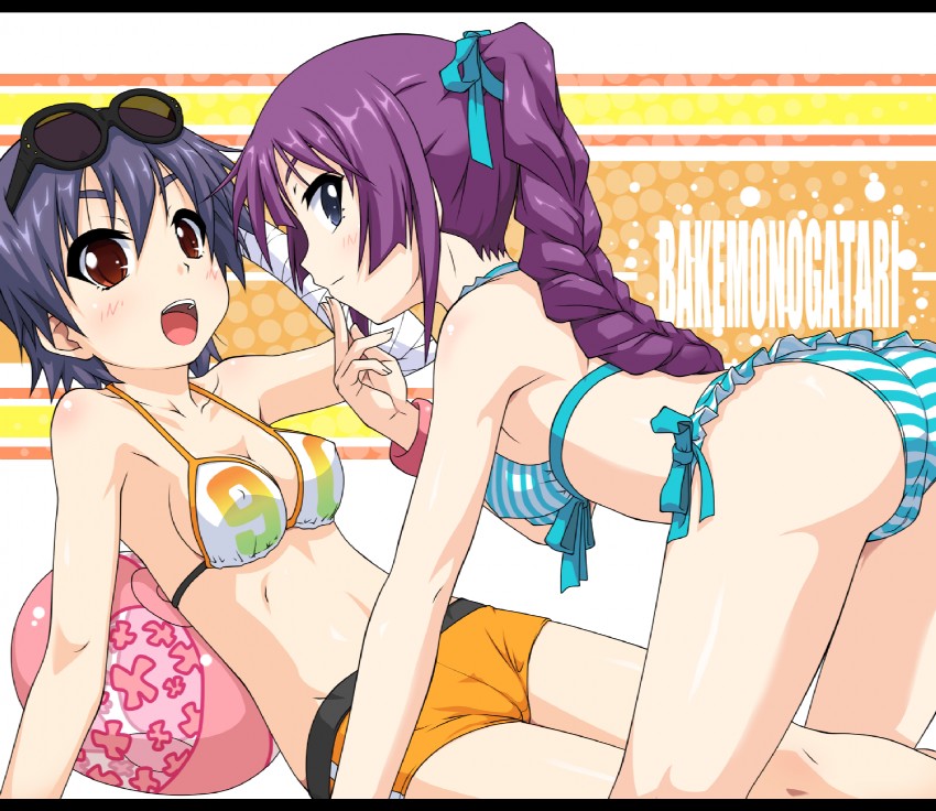 senjougahara hitagi and kanbaru suruga (monogatari and 1 more) drawn by k10k