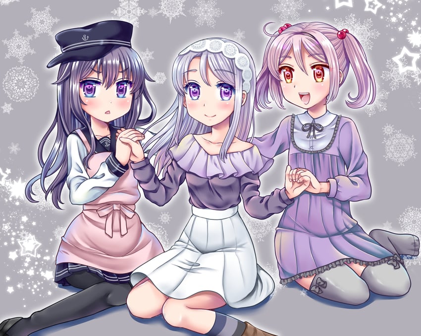 akatsuki, sazanami, and sagiri (kantai collection) drawn by izumi_shara