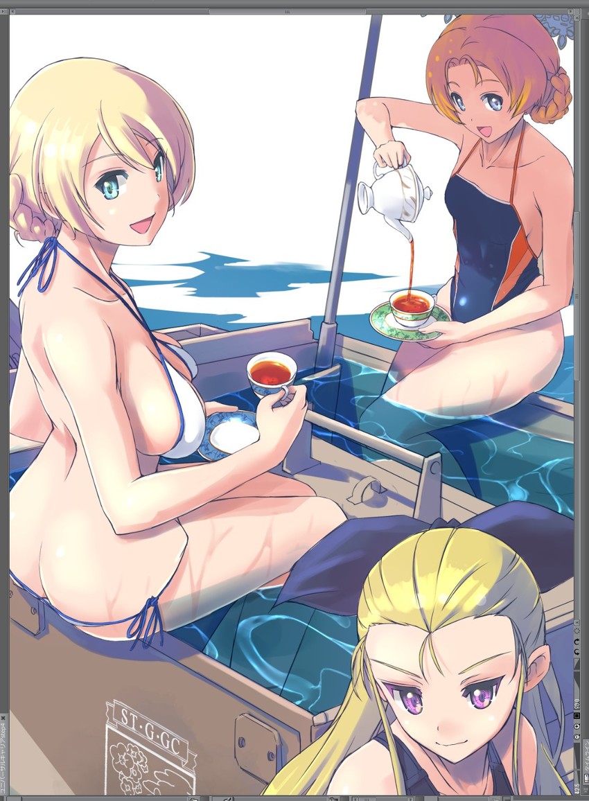 darjeeling, orange pekoe, and assam (girls und panzer) drawn by nenchi