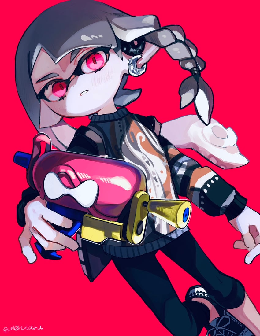 inkling player character and inkling girl (splatoon and 1 more) drawn by amezawa_koma
