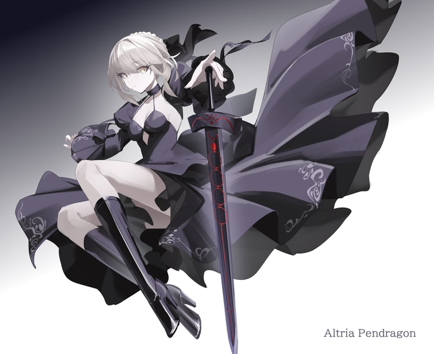 artoria pendragon and saber alter (fate and 1 more) drawn by feibai