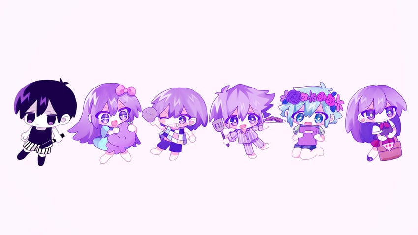 omori, basil, aubrey, mari, kel, and 3 more (omori) drawn by yuyuyu_m5
