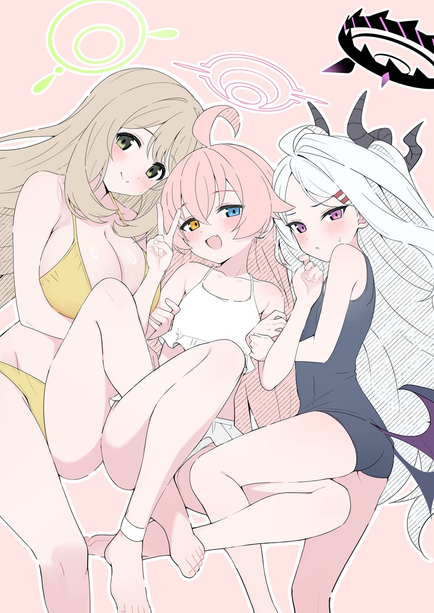 hina, hoshino, and nonomi (blue archive) drawn by mistel_(sukebemistel)