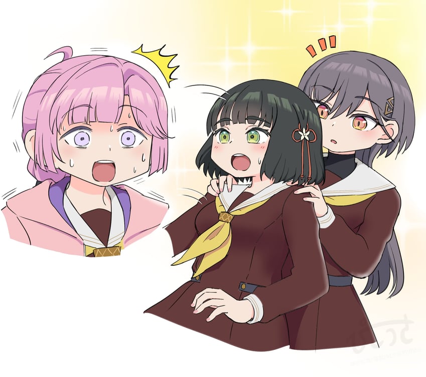 momose ginko, anyoji hime, and katsuragi izumi (love live! and 1 more) drawn by kurousanoko