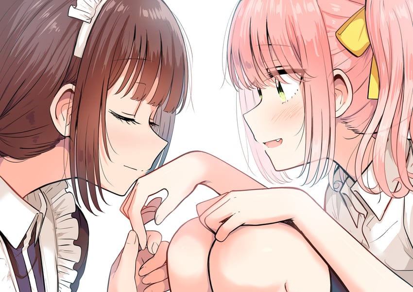 hanazono karen and sunao (ironna onnanoko to kiss wo shiteitara yuri kiss ni mezamete shimaimashita) drawn by betock