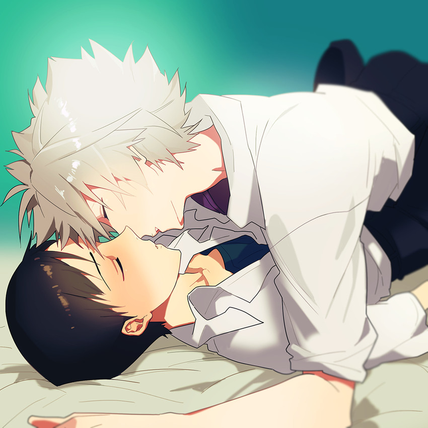 ikari shinji and nagisa kaworu (neon genesis evangelion and 1 more) drawn by homil